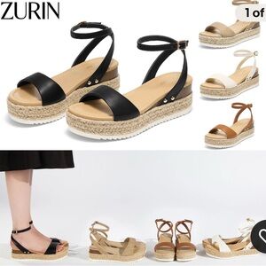 ZURIN women's platform espadrille sandal with a buckle ankle strap Sz 11